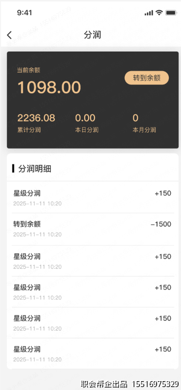 分润页面