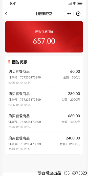 团购优惠收益