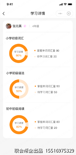 学生学习详情多学科进度