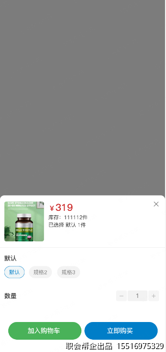 商品规格选择弹窗